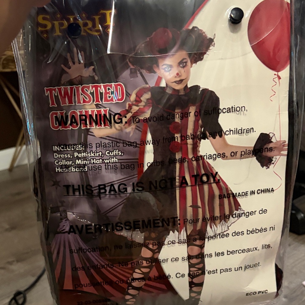 Spirit Twisted Clown Costume - Red, Black, Cream